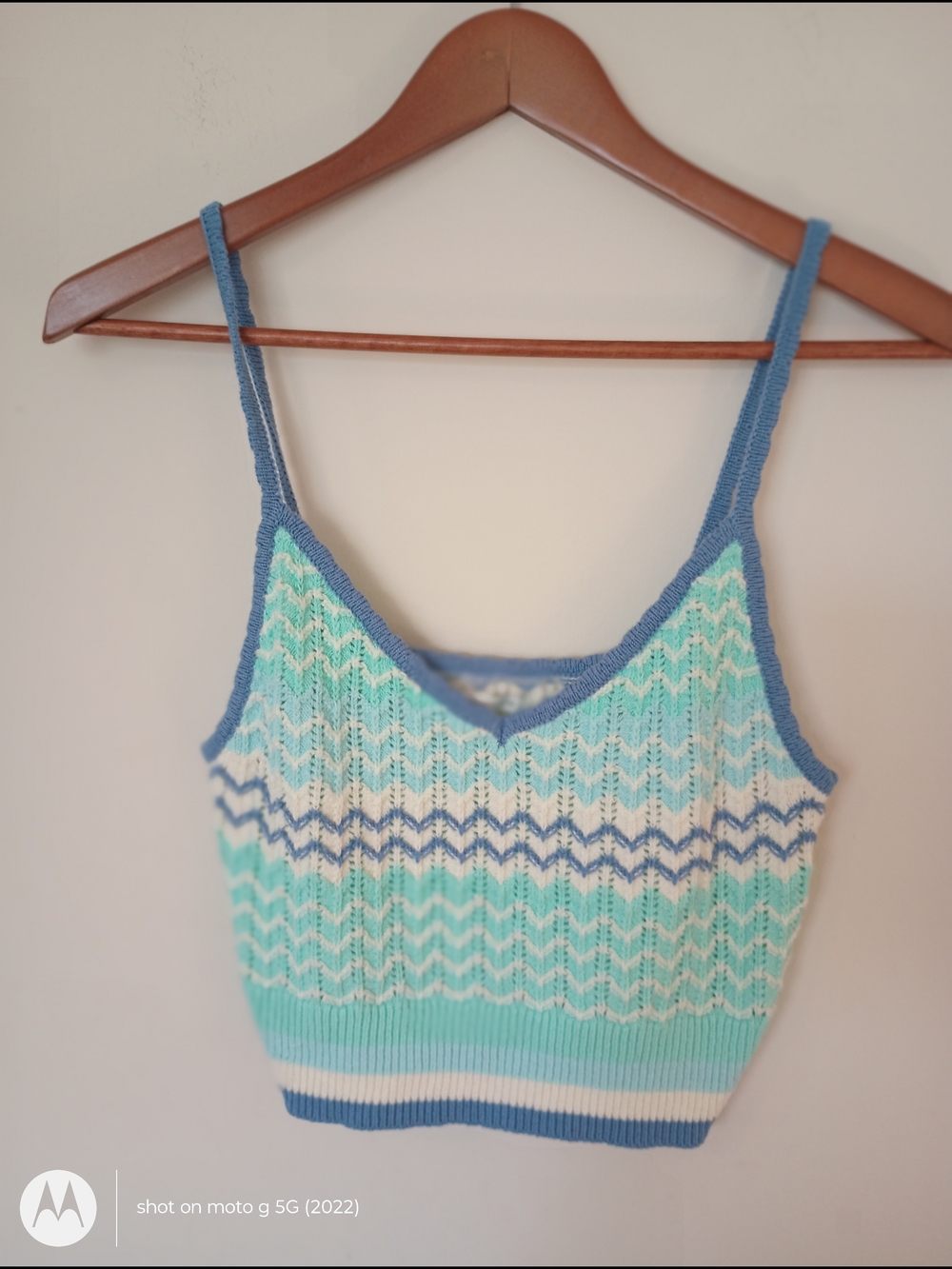 American Eagle Blue & Mint Knit  Cropped Tank Top Size L - Picture 3 of 8
